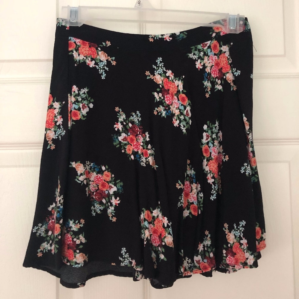 Black floral skirt